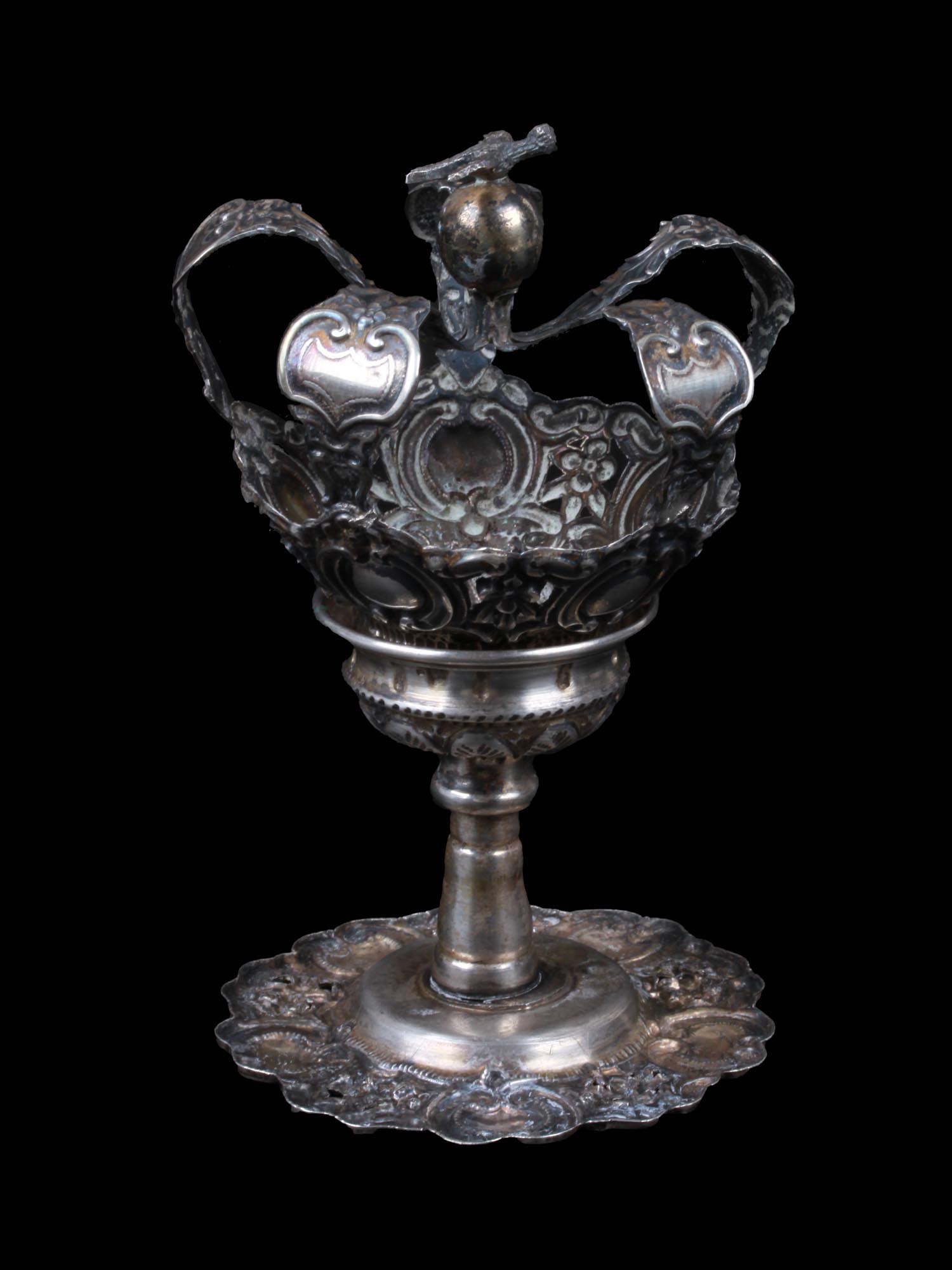 ANTIQUE SILVER PORTUGUESE HOLY SPIRIT CROWN PIC-0